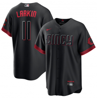 Men's Cincinnati Reds #11 Barry Larkin Black 2023 City Connect Stitched Jersey