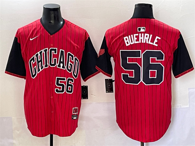 Men's Chicago White Sox #56 Mark Buehrle Red/Black 2025 City Connect Limited Stitched Baseball Jersey