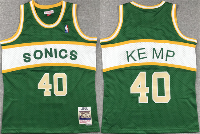Youth Oklahoma City Thunder #40 Shawn Kemp Green/White Stitched Basketball Jersey