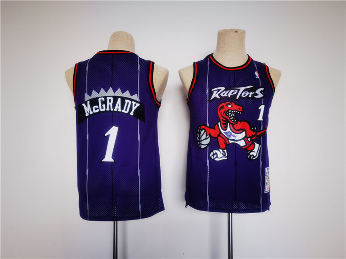 Youth Toronto Raptors #1 Tracy Mcgrady Purple Stitched Basketball Jersey