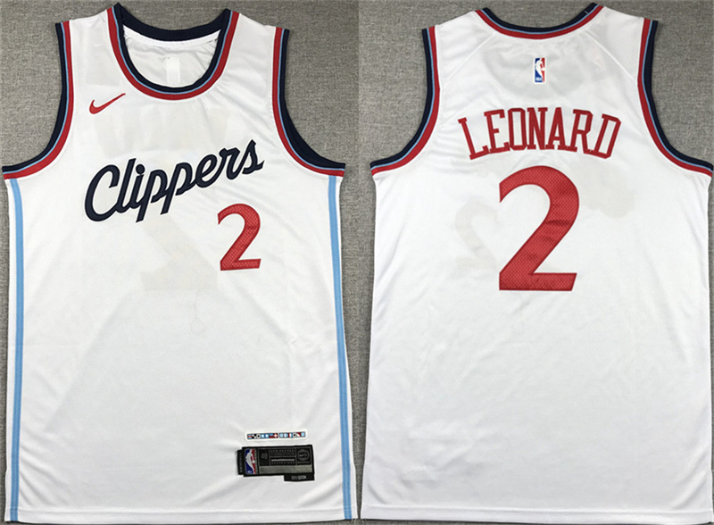 Men's Los Angeles Clippers #2 Kawhi Leonard White Stitched Jersey