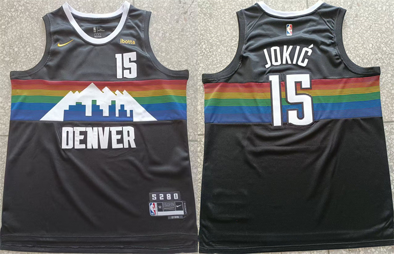 Men's Denver Nuggets #15 Nikola Jokić Black Stitched Basketball Jersey