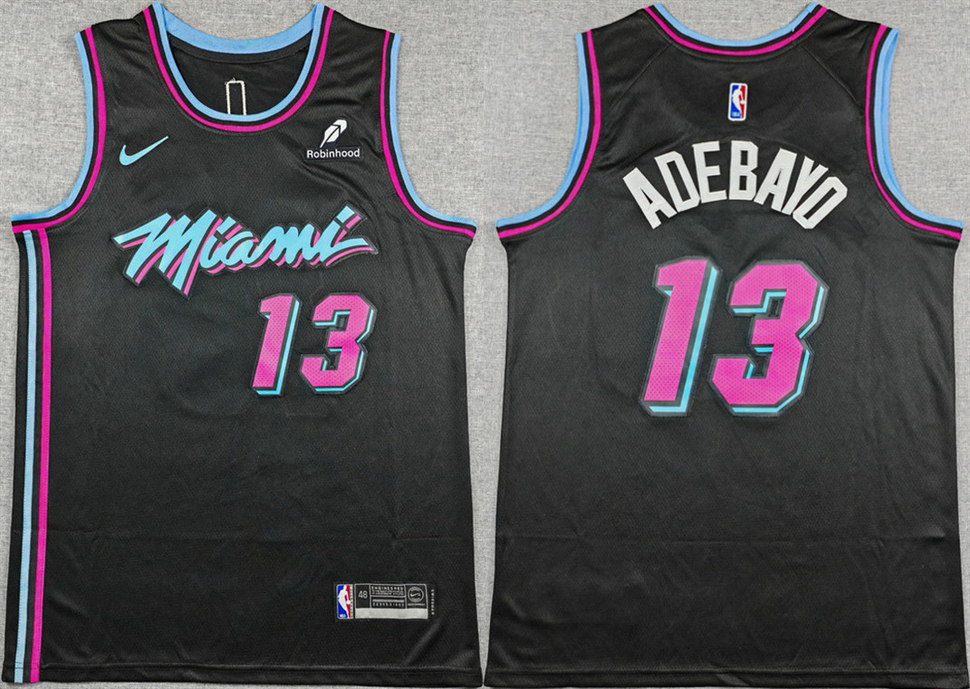 Men's Miami Heat #13 Bam Adebayo Black 2025-26 City Edition Stitched Basketball Jersey