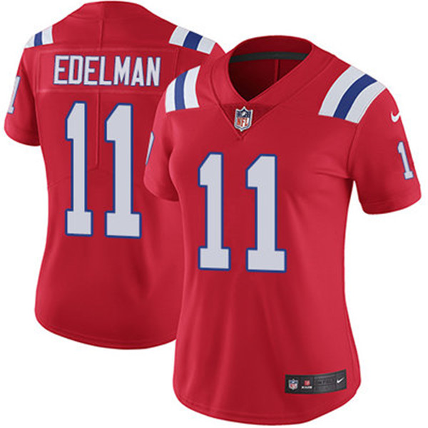 Women's New England Patriots #11 Julian Edelman Red Vapor Untouchable Stitched Jersey(Run Small)