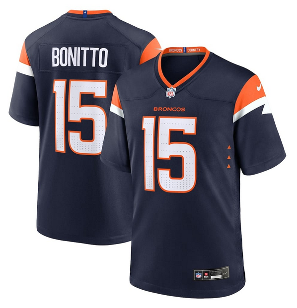 Youth Denver Broncos#15 Nik Bonitto Navy Limited Stitched Football Jersey