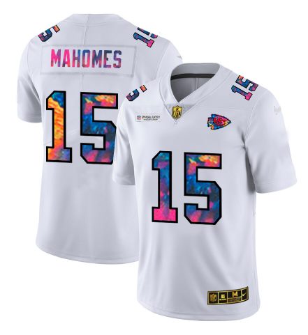 Youth Kansas City Chiefs #15 Patrick Mahomes 2020 White Crucial Catch Limited Stitched Jersey