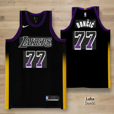 Men's Los Angeles Lakers #77 Luka Dončić Black Stitched Basketball Jersey