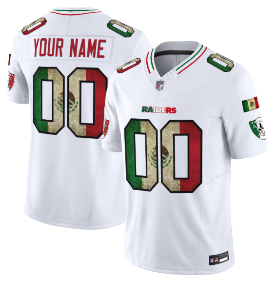 Youth Las Vegas Raiders Active Player Custom White 2025 F.U.S.E. Mexico Vapor Limited Stitched Football Jersey