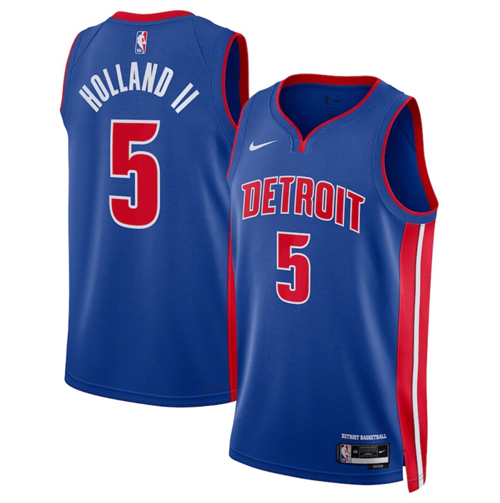 Men's Detroit Pistons #5 Ron Holland II Blue 2024 Draft Icon Edition Stitched Jersey Men's Detroit Pistons #5 Ron Holland II Blue 2024 Draft Icon Edition Stitched Jersey
