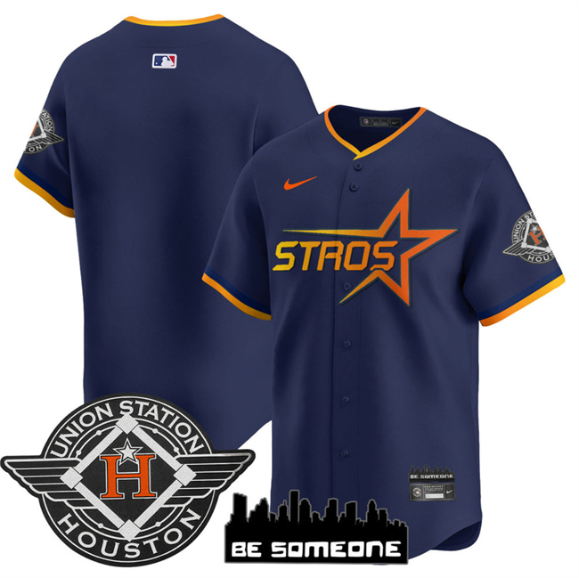 Men's Houston Astros Blank Navy 2025 City Connect Limited Stitched Baseball Jersey Men's Houston Astros Blank Navy 2025 City Connect Limited Stitched Baseball Jersey