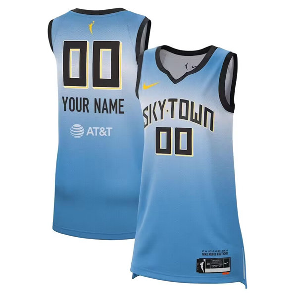 Women's Chicago Sky Active Player Custom Light Blue 2024 Rebel Edition Stitched Basketball Jersey