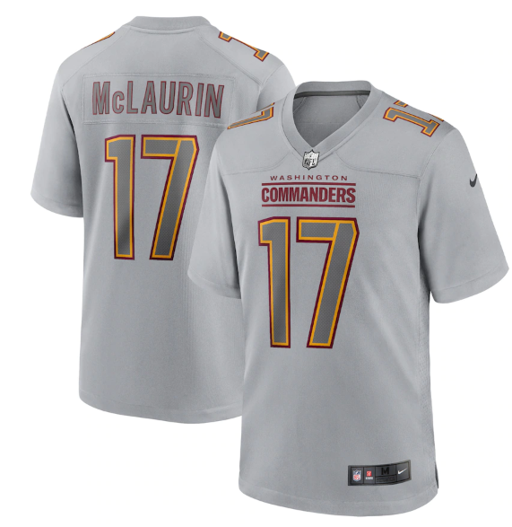 Women's Washington Commanders #17 Terry McLaurin Grey Atmosphere Fashion Stitched Game Jersey(Run Small)