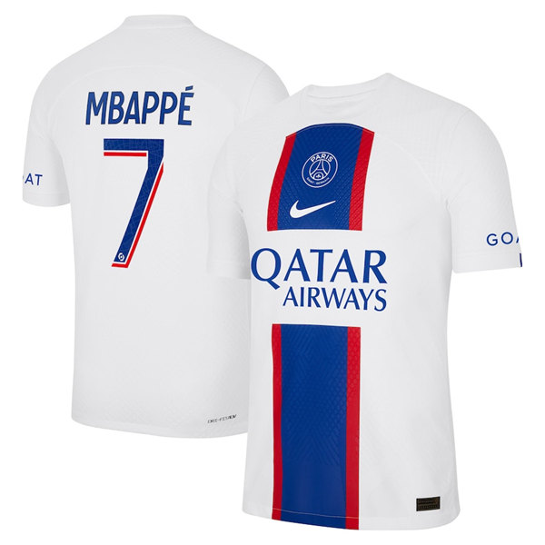 Men's Paris Saint-Germain #7 Kylian Mbappé White Soccer Jersey