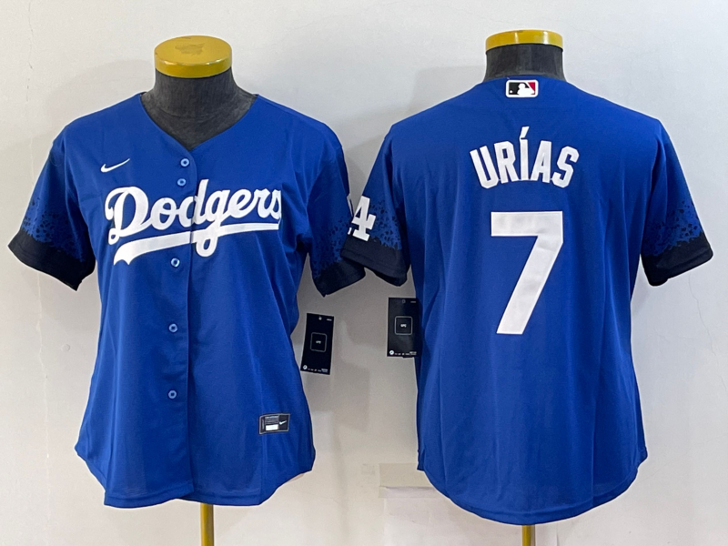 Women's Los Angeles Dodgers #7 Julio Urias Royal Cool Base Stitched Baseball Jersey(Run Small)