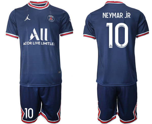 Men's Paris Saint-Germain #10 Neymar Jr Navy Soccer Away Jersey Suit