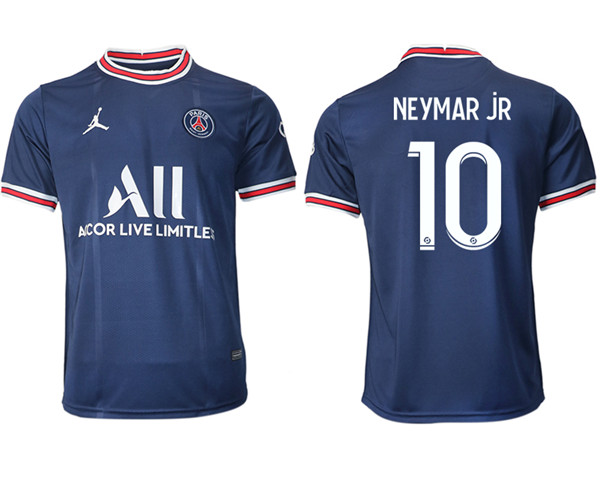 Men's Paris Saint-Germain #10 Neymar Jr Navy Soccer Away Jersey