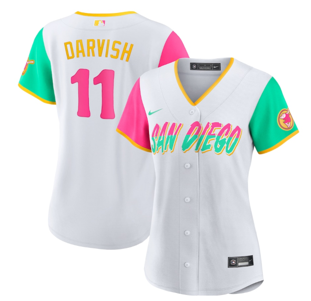 Women's San Diego Padres #11 Yu Darvish 2022 White City Connect Cool Base Stitched Baseball Jersey(Run Small)