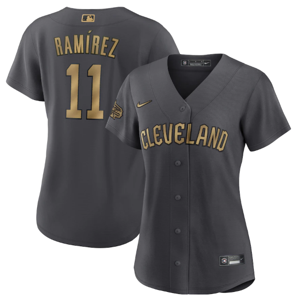 Women's Cleveland Guardians #11 José Ramírez 2022 All-Star Charcoal Stitched Baseball Jersey(Run Small)
