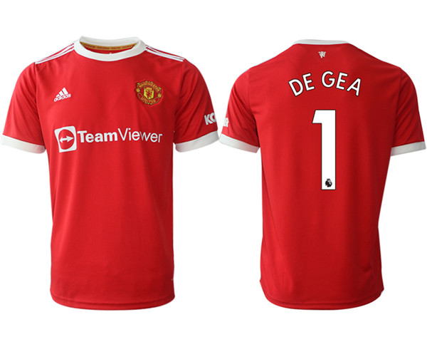 Men's Manchester United #1 David de Gea Red Home Soccer Jersey Men's Manchester United #1 David de Gea Red Home Soccer Jersey