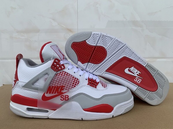 Men's Running weapon Air Jordan 4 x Nike SB White/Red Shoes 0116