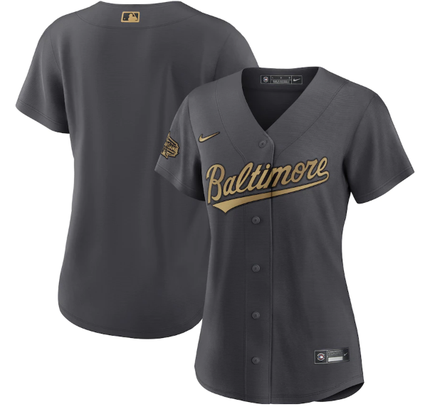 Women's Baltimore Orioles Blank 2022 All-Star Charcoal Stitched Baseball Jersey(Run Small)