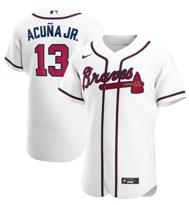 Men's Atlanta Braves #13 Ronald Acuna Jr. White Flex Base Stitched Baseball Jersey