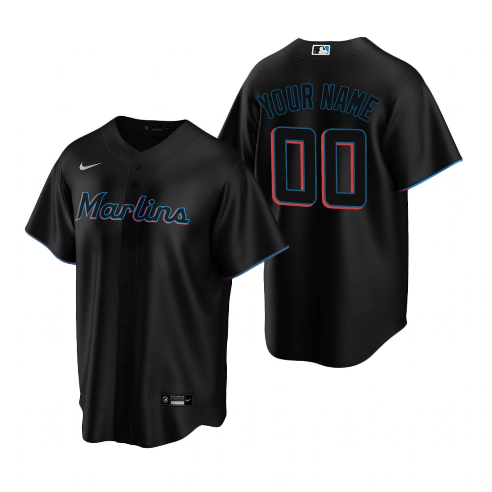 Youth Miami Marlins Active Player Custom Black Cool Base Stitched Baseball Jersey