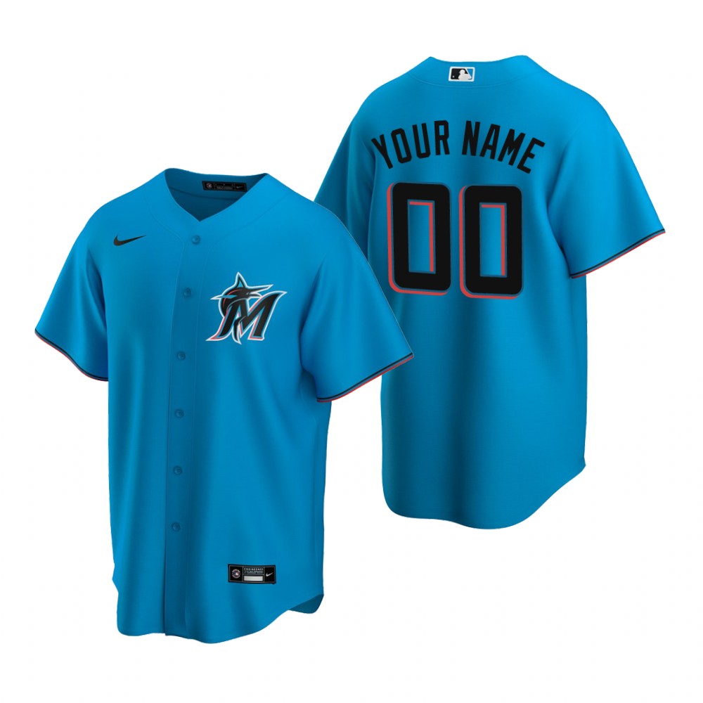 Men's Miami Marlins ACTIVE PLAYER Custom Blue Stitched MLB Jersey