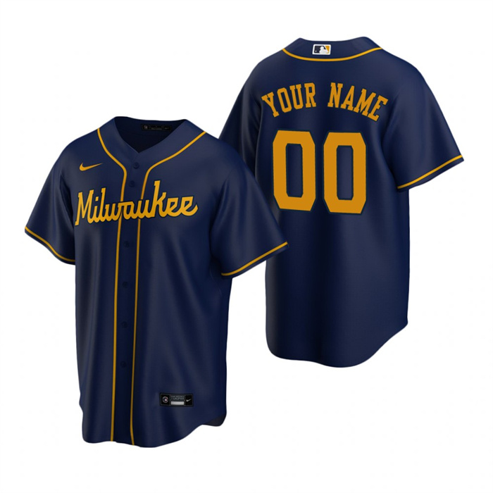 Youth Milwaukee Brewers Active Player Custom Navy Cool Base Stitched Baseball Jersey