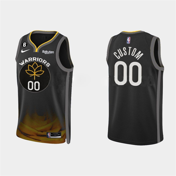 Youth Golden State Warriors Active Player Custom Black 2022/23 City Edition With NO.6 Patch Stitched Basketball Jersey