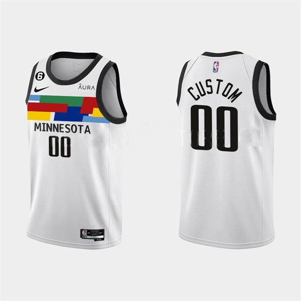 Youth Minnesota Timberwolves Active Player Custom White 2022/23 City Edition With NO.6 Patch Stitched Basketball Jersey