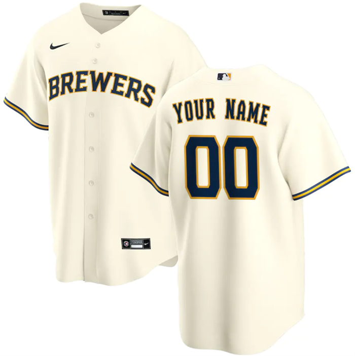 Youth Milwaukee Brewers Active Player Custom Cream Cool Base Stitched Baseball Jersey