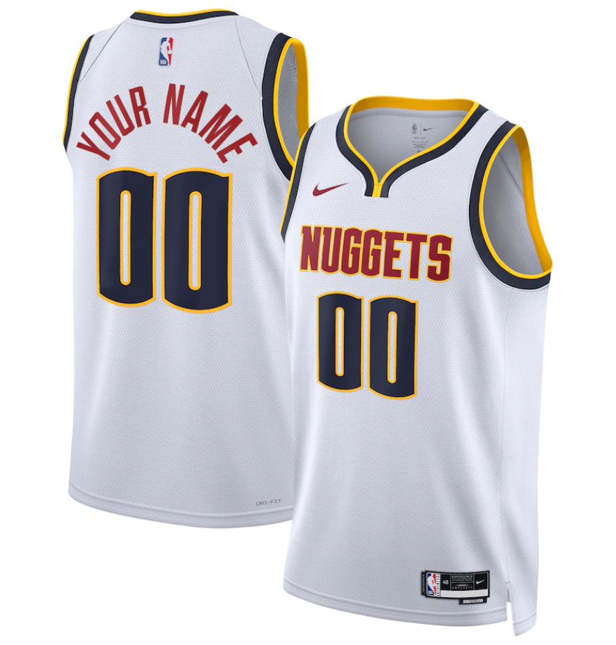 Youth Denver Nuggets Active Player Custom White Stitched Basketball Jersey