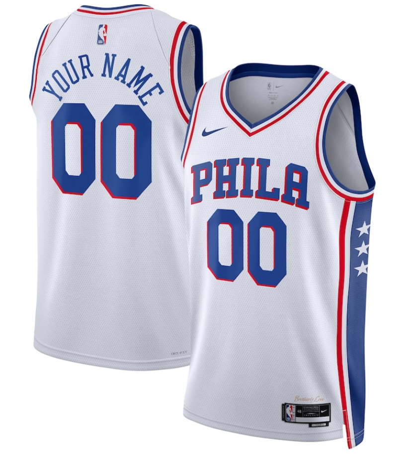 Youth Philadelphia 76ers Active Player Custom White Association Edition Swingman Stitched Jersey