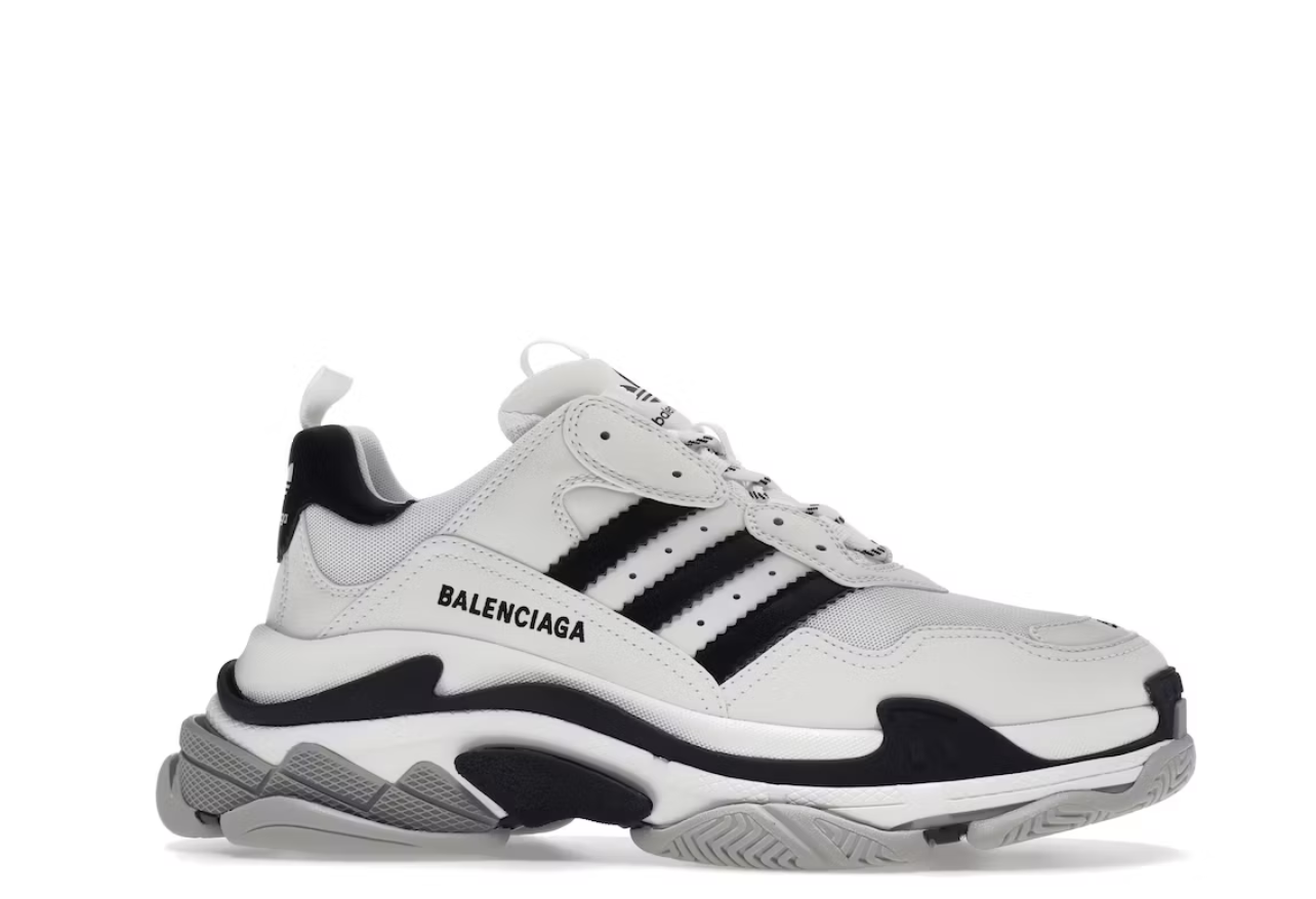 Men's Adidas Balenciaga x adidas Triple White/Black Shoes 085