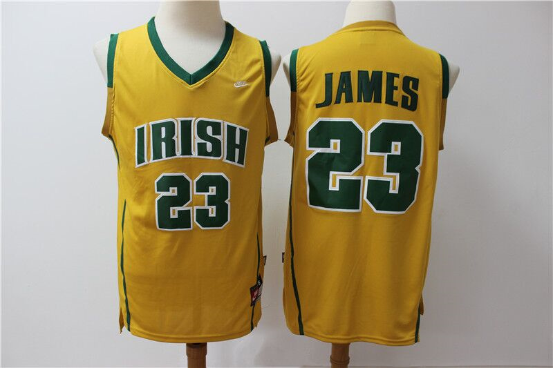 Men's Notre Dame Fighting Irish #23 Lebron James Yellow Limited Stitched Jersey