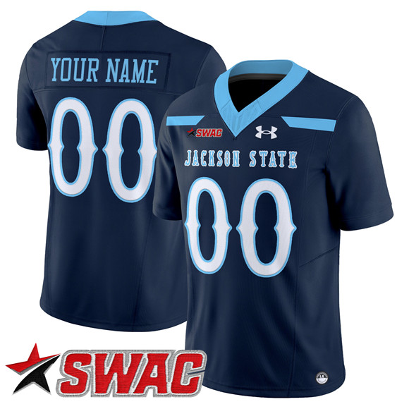 Men's Jackson State Tigers ACTIVE PLAYER Custom Navy 2025 F.U.S.E. Vapor Limited Stitched Football Jersey Men's Jackson State Tigers ACTIVE PLAYER Custom Navy 2025 F.U.S.E. Vapor Limited Stitched Football Jersey