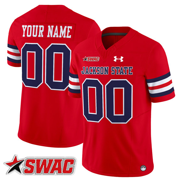 Men's Jackson State Tigers ACTIVE PLAYER Custom Red 2026 F.U.S.E. Vapor Limited Stitched Football Jersey