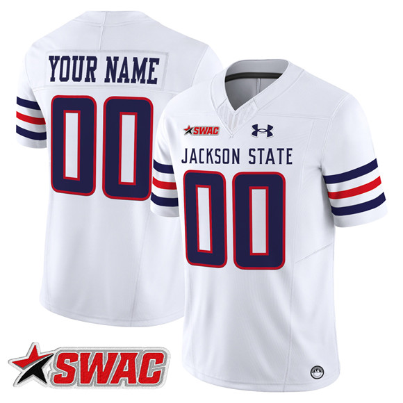 Men's Jackson State Tigers ACTIVE PLAYER Custom White 2026 F.U.S.E. Vapor Limited Stitched Football Jersey