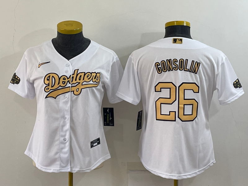 Women's Los Angeles Dodgers #26 Tony Gonsolin 2022 All-Star White Stitched Baseball Jersey(Run Small)