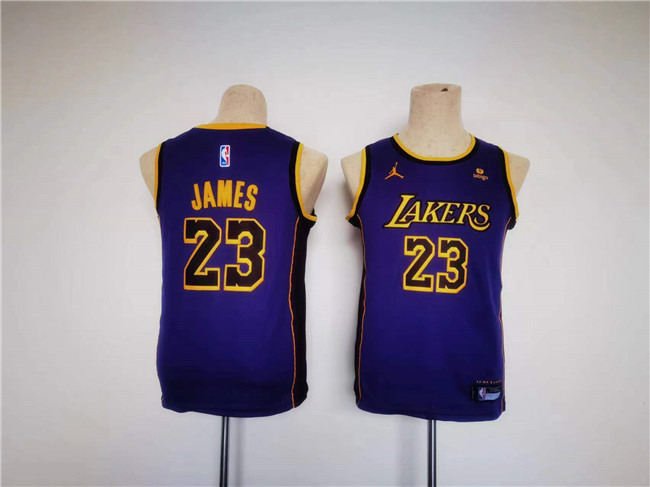 Youth Los Angeles Lakers #23 LeBron James Purple Stitched Basketball Jersey