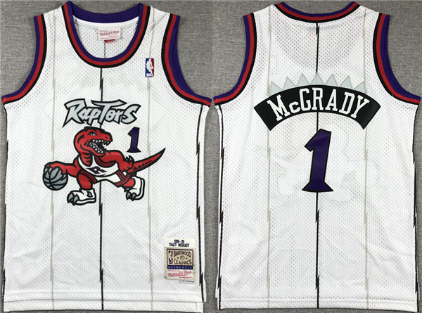 Youth Toronto Raptors #1 Tracy Mcgrady White Stitched Basketball Jersey