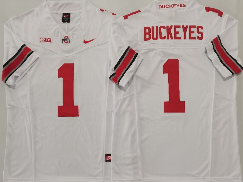 Men's Ohio State Buckeyes #1 Buckeyes White 2025 F.U.S.E. Limited Stitched Jersey Men's Ohio State Buckeyes #1 Buckeyes White 2025 F.U.S.E. Limited Stitched Jersey