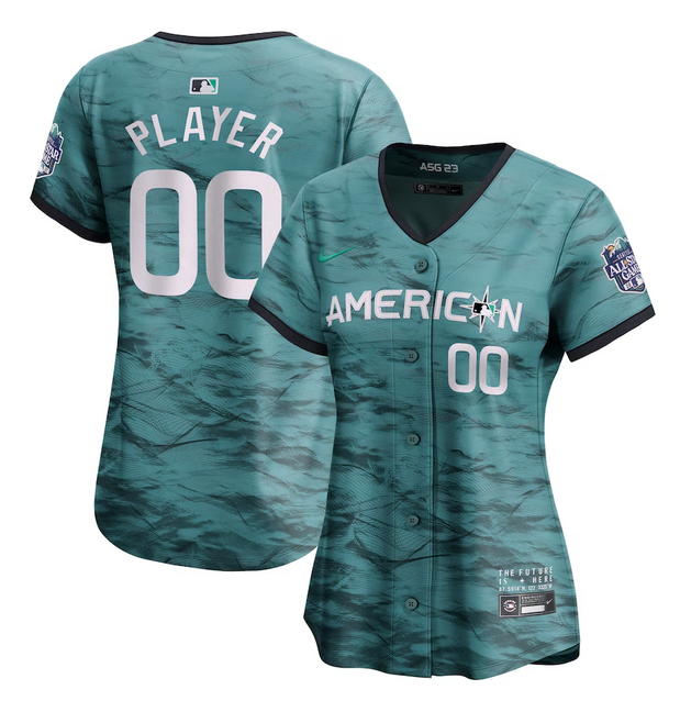 Women's Active Player Custom 2023 All-star Teal Stitched Baseball Jersey(Run Small)
