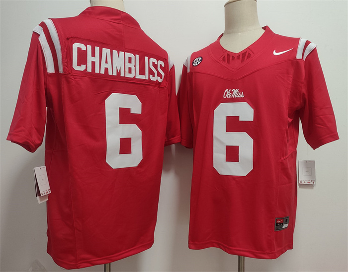 Men's Ole Miss Rebels #6 Trinidad Chambliss Red 2025 F.U.S.E. Stitched jersey