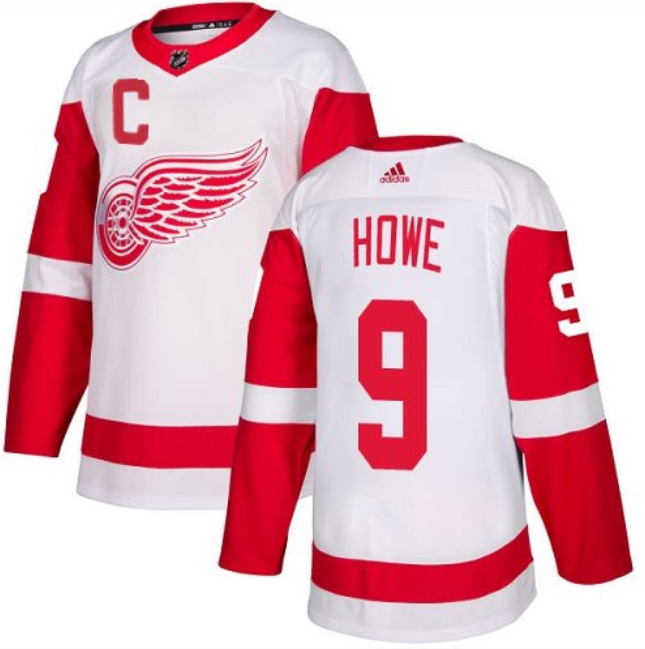 Men's Detroit Red Wings #9 Gordie Howe White Stitched Jersey