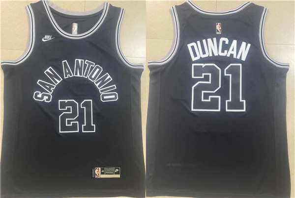 Men's San Antonio Spurs #21 Tim Duncan Black Stitched Basketball Jersey