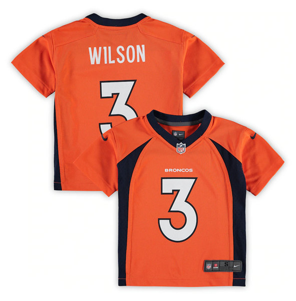 Toddlers Denver Broncos #3 Russell Wilson Orange Elite Stitched Jersey