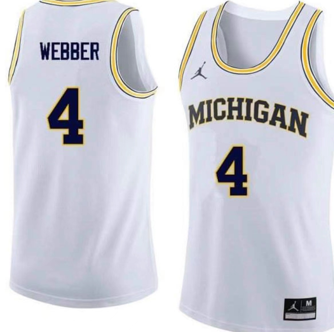 Men's Michigan Wolverines #4 Chris Webber White Stitched Basketball Jersey