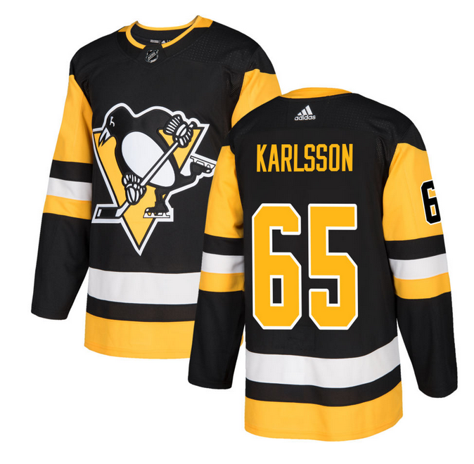 Men's Pittsburgh Penguins #65 Erik Karlsson Black Stitched Jersey